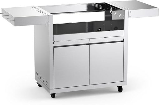 Stainless Steel Grill Cart for Hygrill 4-Burner Built-in Gas Grill, Outdoor Kitchen Island with Foldable Side Shelves and Storage Cabinet