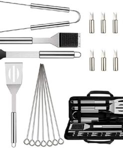 MaGiLL 20-Pack BBQ Grill Accessories Tool Set, Stainless Steel BBQ Kit with Oxford Cloth Box for Camping/Kitchen, BBQ Utensils