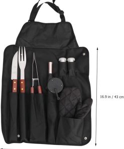 Stainless Steel BBQ Tool Set Full Pack Grill Utensils Apron for Camping BBQ Gourmet Cooking Lightweight Compact 2