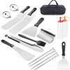 MaGiLL Stainless Steel BBQ Grill Tools Set 3 Pcs Griddle Accessories Kit with Spatulas,Tongs,Fork Heavy Duty for Outdoor BBQ Teppanyaki 4