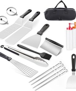 MaGiLL 17 Pcs BBQ Grill Tools Set Portable Stainless Steel Griddle Accessories Kit Griddle Set for Outdoor,Camping,Backyard