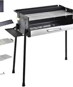 Heavy-Duty Foldable Charcoal Grill with Side Table, Adjustable Temperature Large Outdoor BBQ Grill With Handle,BBQ Accessories,Barbecue Grill Kit For 4-16 People,Outdoor Cooking Grill SET For Party