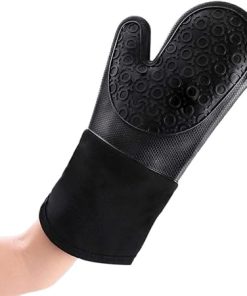 Non-Slip Oven Mitt Waterproof Heat Resistant Kitchen Gloves Long Cotton BBQ Oven Gloves for Barbecue Cooking Baking