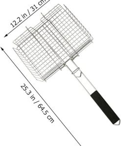 BESPORTBLE 1pc Stainless Steel Grill Net Clip Tool Barbecue Mesh Clamp for Steak Fish Bbq Easy to Clean Heat Resistant Handle for Outdoor Camping Picnic 2