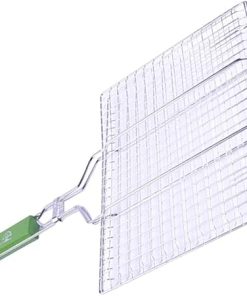 Stainless Steel BBQ Barbecue Grilling Basket - Ultimate Tool for Grilling Fish, Vegetables, Steak, Shrimp, and Chops - Versatile and BBQ Grill Net for Perfect Cooking Ex