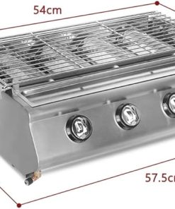 BBQ Grill Stainless Steel Roast Stove Outdoor Barbecue Cooking Oven Glass Cover Adjust Height Hiking Kitchen 2