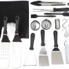 10PCS Grilling Tool Set Stainless Steel with Wood Handle Grill Utensils for Picnic Barbecue 3