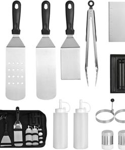 MaGiLL Griddle Spatula Set 12 Pcs Grill Accessories Set Extra Thick Stainless Steel Barbecue Grilling Utensils for BBQ, Teppanyaki