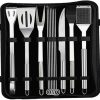 Balacoo Outdoor BBQ Tools Set 15pc Grill Tool Kit Camping BBQ Accessories Grill Tin Foil Squirrel Cage Blower Fan Compact Lightweight 4