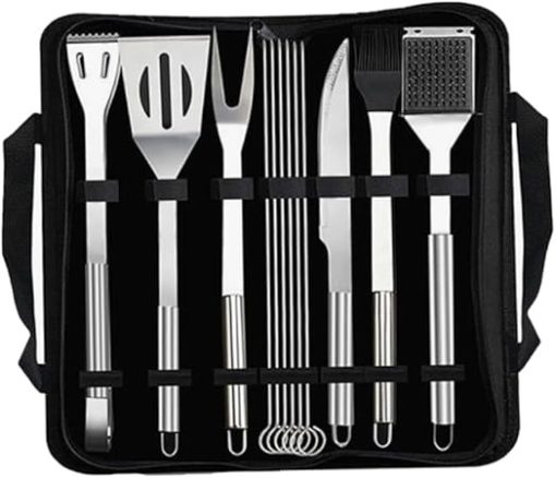 PRETYZOOM 12pc Stainless Steel BBQ Tool Set Grill Utensils Kit Brush Fork Tweezer Storage Bag for Outdoor Cooking