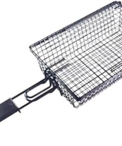 pistro Barbecue Grill Basket, Non-Stick Iron Grilling Accessory with Foldable Handle, Portable Mesh Basket for Vegetables, Meat, Camping, BBQ Parties 2