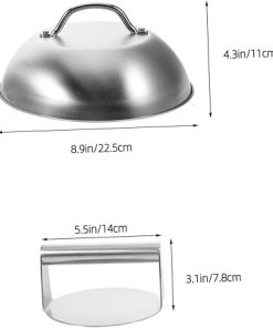 Cabilock 304 Stainless Steel Burger Press Cover Griddle Accessories for Outdoor Cooking 2