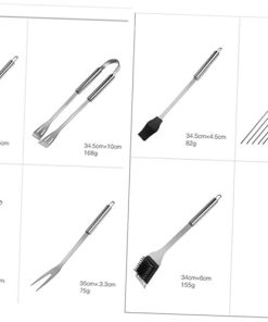 BBQ Tools Kit 12pcs Stainless Steel Barbecue Tools with Brush Knife Fork Clamp and Skewer Compact Storage Bag Included 2