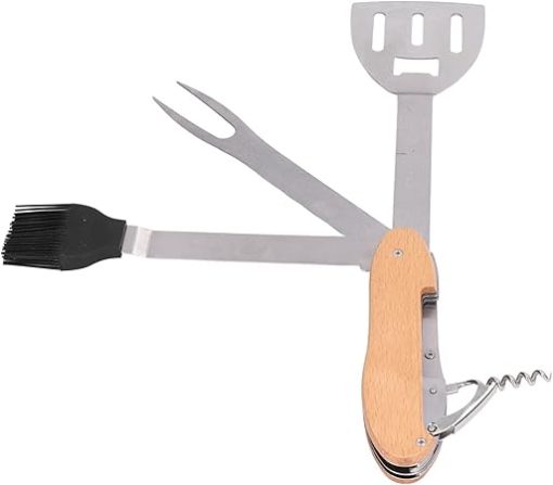 5 in 1 BBQ Multi Tool, BBQ Barbecue Grill Accessories Tools Set Kit Foldable and Portable Grill Tools Set Grilling Utensil Set Stainless Steel Grilling Accessories Gift