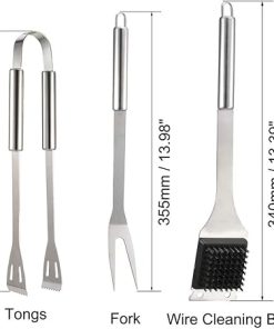 uxcell BBQ Grill Tool Set- 12 in 1 Stainless Steel Barbecue Grilling Accessories with Carrying Case, Includes Spatula, Tongs, Skewers 2