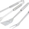3 Pcs Stainless Steel Barbecue Tools Set – Barbecue Utensils Kit/Grill Cooking Tools – Portable BBQ Accessories with Sturdy Storage Box – Ideal BBQ Set Gifts on for Men W 4