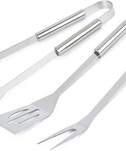 MaGiLL 3 Pcs Stainless Steel Barbecue Tools Set - Barbecue Utensils Kit/Grill Cooking Tools - Portable Bbq Accessories with Sturdy Storage Box - Ideal Bbq Set Gifts On for Men W