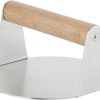 misppro Manual Burger Press Wooden Handle Bacon Steak Heavy Duty Easy to Clean Non-Stick Cooking for Griddle Accessories Restaurant - Round