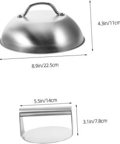 BBQ Grill Accessories Kit Burger Press Pot Cover Griddle Press Grilling Set for Outdoor Cooking 2