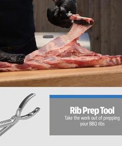 BBQ Rib Skinner Tool, Stainless Steel Rib Membrane Remover Tools, Rib Prep Pro, Professional Boning Tongs Boning Knife Set for Perfect Ribs, Ergonomic Handle Precise Cutting for BBQ Enthusiast(3pcs) 2