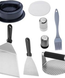VANZACK 1 Set BBQ Grill Tools Stainless Steel Meat Press Burger Press Spatula Cooking Brush Easy Maintenance Outdoor Grilling Accessories