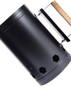 BBQ Chimney Starter Efficient Charcoal Chimney Starter, Heat Insulation Plate, Wood Handle, Ideal for BBQ, Outdoor Cooking, Use with Charcoal Grills