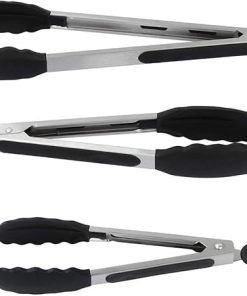 VIGANI Kitchen Tongs,Cooking Tongs, 3 Pcs Kitchen Pliers Reusable Food Tongs Heat Resistant Cooking Clip for Barbecue Cooking Grilling 2