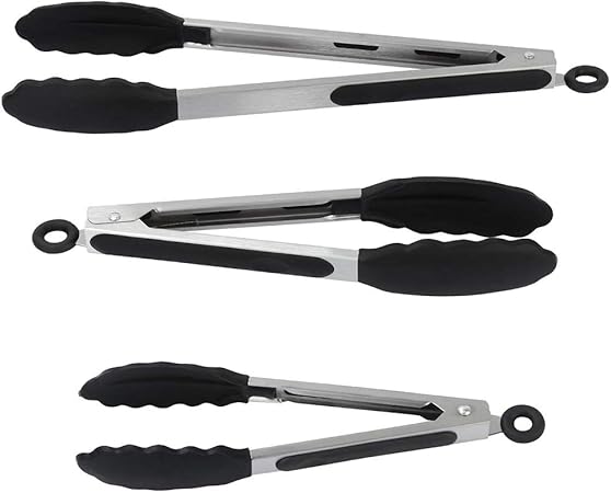 VIGANI Kitchen Tongs,Cooking Tongs, 3 Pcs Kitchen Pliers Reusable Food Tongs Heat Resistant Cooking Clip for Barbecue Cooking Grilling 2 VIGANI Kitchen Tongs,Cooking Tongs, 3 Pcs Kitchen Pliers Reusable Food Tongs Heat Resistant Cooking Clip for Barbecue Cooking Grilling - Image 2