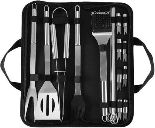 20PCS Camping BBQ Grill Accessories Kit Stainless Steel BBQ Tools for Christmas Birthday Presents - Grill Utensils Set Ideal Grilling Gifts for Men Dad Women