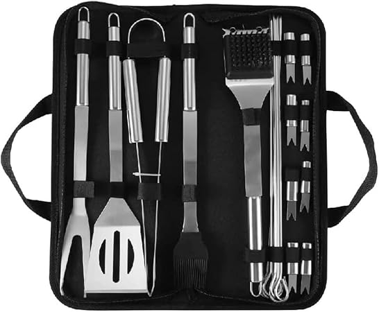 20PCS Camping BBQ Grill Accessories Kit Stainless Steel BBQ Tools for Christmas Birthday Presents – Grill Utensils Set Ideal Grilling Gifts for Men Dad Women 20PCS Camping BBQ Grill Accessories Kit Stainless Steel BBQ Tools for Christmas Birthday Presents - Grill Utensils Set Ideal Grilling Gifts for Men Dad Women