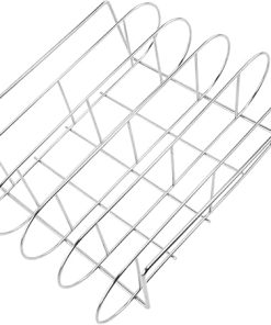 Stainless Steel Bbq Basket Rib Rack Rolling Grilling Baskets Barbecue Grill Tool