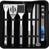 Griddle Accessory Tool Kit 6 Piece Professional Grill Spatula Scraper Set Flipper Stainless Steel for Flat Top Grill, Medium, Silver 4