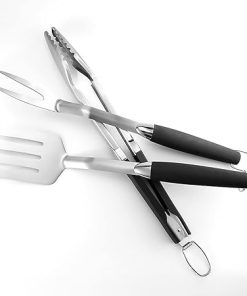 Grill Set BBQ Accessories,3PCS Extra Thick Stainless Steel Spatula, Fork& Tongs - Complete Grilling Accessories in Portable Bag - Perfect Grill Gifts for Men