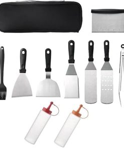 MaGiLL Griddle Accessories Kit 10 Pcs Grill Accessories Set Stainless Steel Heavy Duty BBQ Grill Accessories for Outdoor Barbecue Teppanyaki