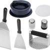 12 Pcs Flat Top Grill Accessories, Griddle Accessories Kit with Griddle Spatula, Scraper, Tongs and Egg Rings, Stainless Steel Griddle Tools Set for Outdoor BBQ and Camping 4