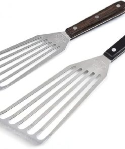OUSIKA DOUBA Stainless Steel Slotting and Spatula with Wooden Handle Kitchen Tools BBQ Accessories BBQ Utensils Barbecue