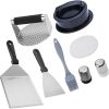 Mikikit 1 Set Stainless Steel Grill Tool with Burger Press Basting Brush and Spatula for Outdoor Cooking and Camping Complete Grilling for Food Enthusiasts