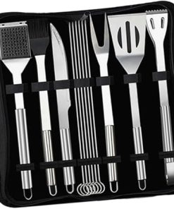 STOBAZA Grill Accessories for BBQ 12pcs Stainless Steel BBQ Tools Set Storage Bag for Camping and Picnic