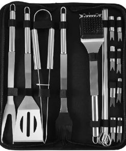 20-Piece Grilling Utensils Tools Set, Stainless Steel BBQ Tools Gift with Spatula, Tongs, Skewers for Barbecue, Camping