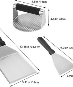 YARNOW Stainless Steel Burger Press Set Griddle Tools BBQ Grill Tool Set Cooking Brush Outdoor Grilling Kit 2