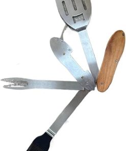 Stainless Steel Multifunctional BBQ Barbecue Fork Oil Brush Shovel Combination Barbecue Tool