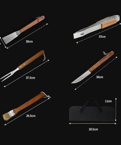 SEFAX 6Pcs BBQ Grill Accessories Set with Portable Bag, Outdoor Barbecue Grilling Tool Kit for Camping Backyard, Long Handle 2