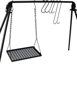 Swing Grill Stand Adjustable Grill Cooking Stand Hanging Rack and Accessories Campfire Cooking Equipment for BBQ Outdoor Party, BBQ Swing Hanging Campfire Cooking Rack, Foldable Campfire Cooking Rack