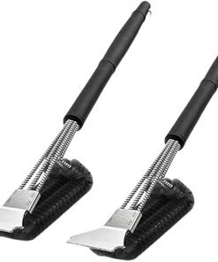 NED Grill Brush and Scraper,18 Inch BBQ Grill Cleaning Brush Kit, Safe Wire Scrubber, Universal Fit BBQ Cleaner Accessories for All Grates 2 Pieces