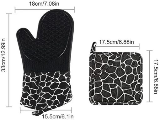 Oven Mitts and Pot Holders Set 4-Piece Set Cooking Gloves Kitchen Counter Trivet Mats Oven(E) - Image 2