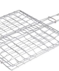 Stainless Steel BBQ Basket Tray, Portable Grilled Meat, Fish Mesh BBQ Clip with Wood Handle, Outdoor Barbecue Grilling Tools