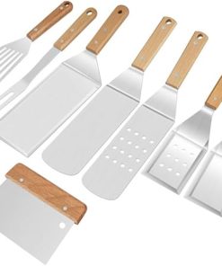 Stainless Steel Grill Shovel, Outdoor BBQ Tool Set, Iron Plate Grill Shovel, Grill Shovel Hanging Hole Design, Hollow Steel Shovel Grill Tool (White-Fruit Peach5) 2