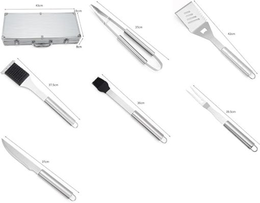 7pcs Stainless Steel Grill Tool Set for Men, Heavy Duty Grilling Accessories Kit for Backyard, BBQ Utensils Gift Set with Carry Box - Image 2
