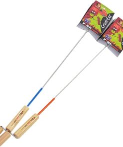 Crank-Eez Marshmallow and Weiner Roasting Stick With Crank, Great Smore's Campfire Roaster For Family Fun Camp Cooking, Set of 2
