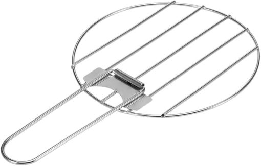BBQ Accessories Grill Net Stainless Steel BBQ Grill Net with Foldable Handle for Outdoor Camping Picnic Wood Stove Use
